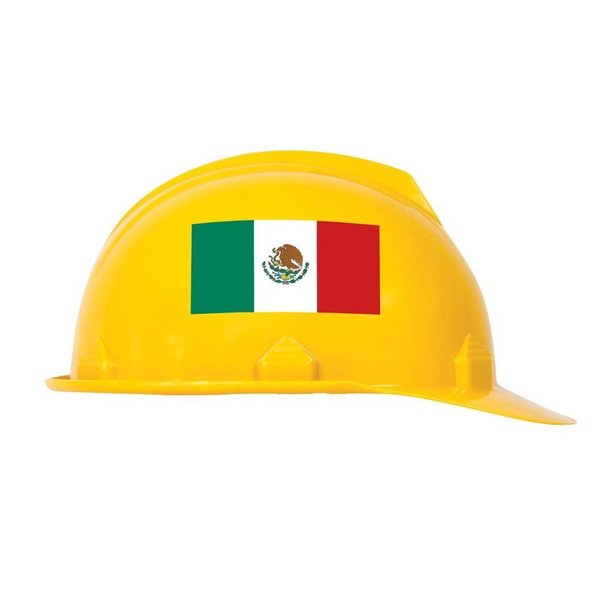 Accuform Hard Hat Sticker, 4 in Length, 2 in Width, Mexico Flag Legend, Adhesive Vinyl LHTL379
